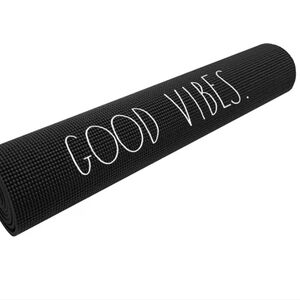 Black Rae DunnYoga Mat with GOOD VIBES' Print